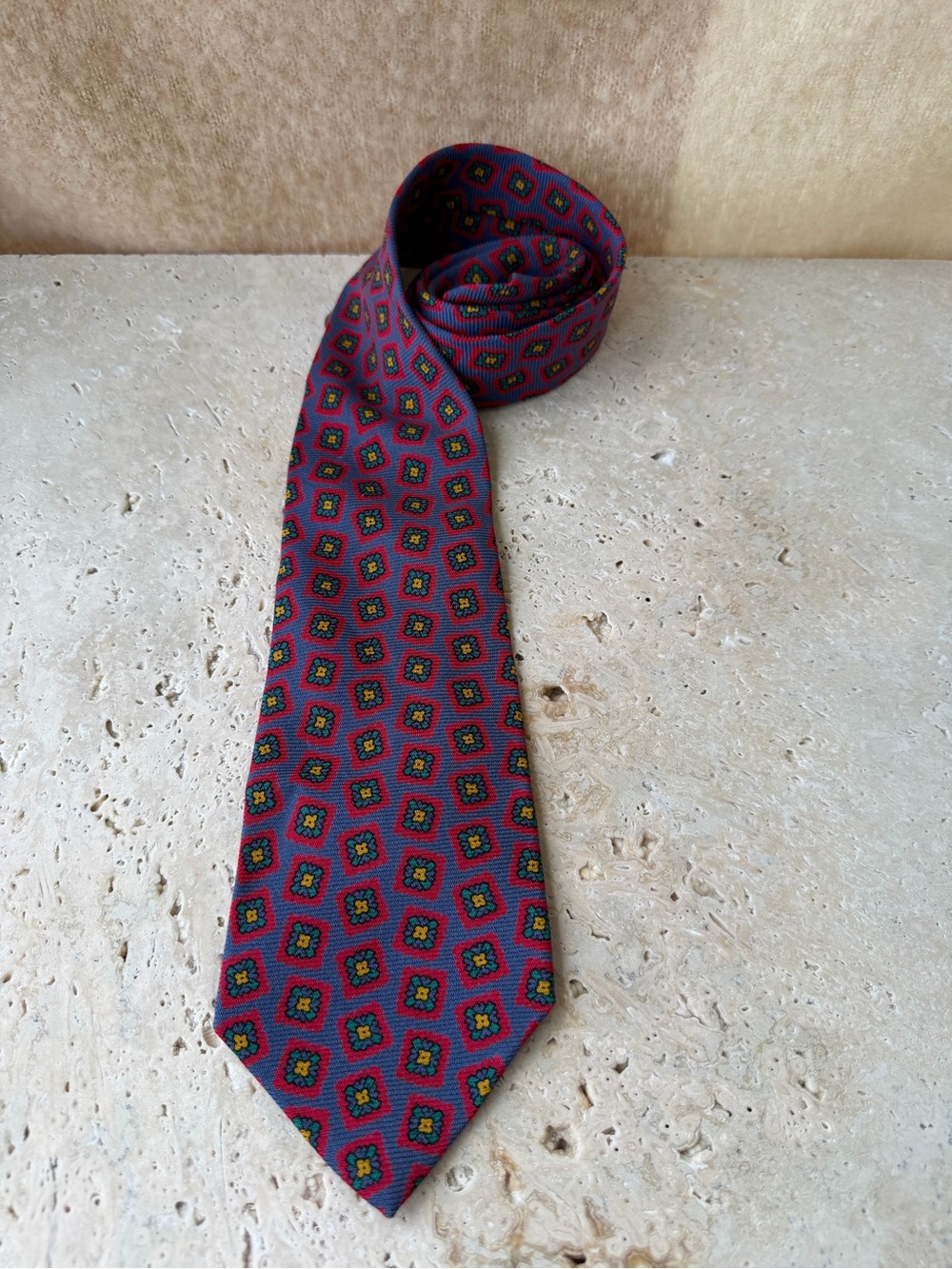 Ralph Lauren Polo 100% Wool Challis Red Foulard Tie 57x3 US-made